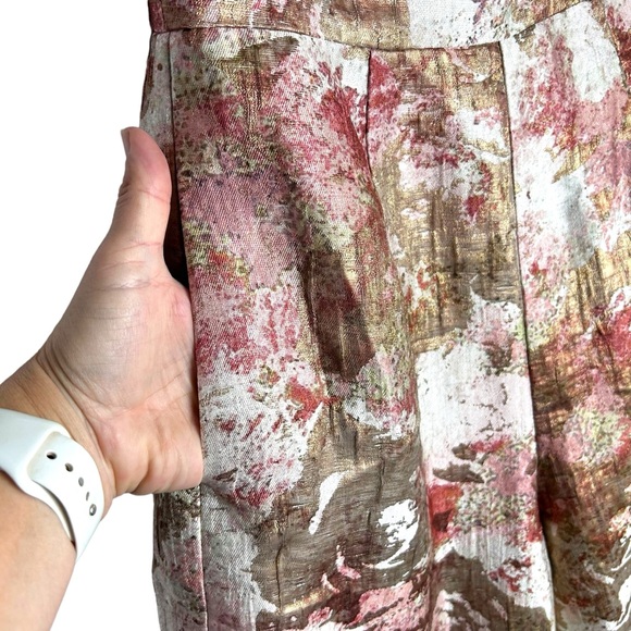 Anthropologie Hutch strapless floral metallic wide leg jumpsuit EC SZ2 - Picture 4 of 9